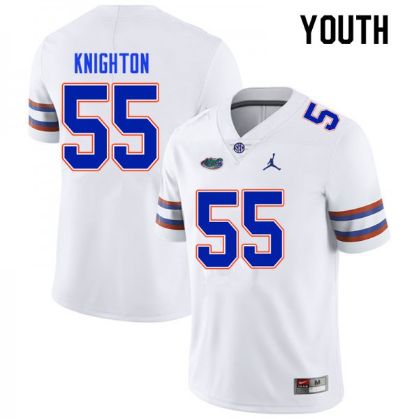 Youth #55 Hayden Knighton Florida Gators College Football Jerseys White